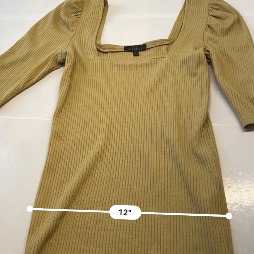 THE RANGE Ribbed Knit Puff Sleeve Neutral Classic Top Beige Tan Size Small - Picture 12 of 17